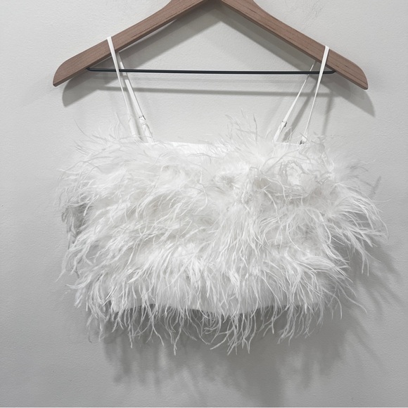 Lucy Paris Milly Feather Top White Size XS EUR 36 - Picture 3 of 7